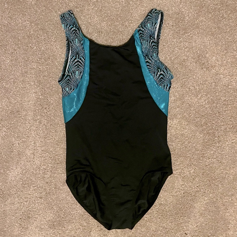 Black and Teal Girls Gymnastics Leotard